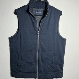 Banana Republic Insulated Vest Men Medium Navy Blue Full Zip Mock Neck Preppy
